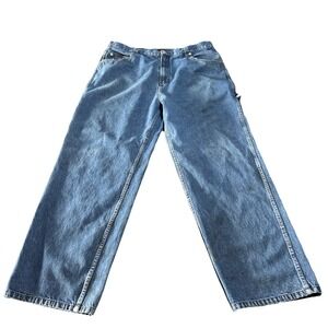 44x36 Vintage Tommy Hilfiger Jeans Men's Blue Carpenter Fit Flag Logo Patch